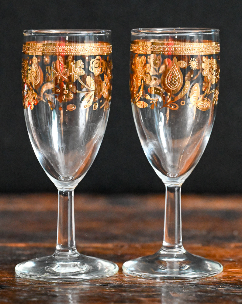 Culver Chantilly 22k gold cordial glasses