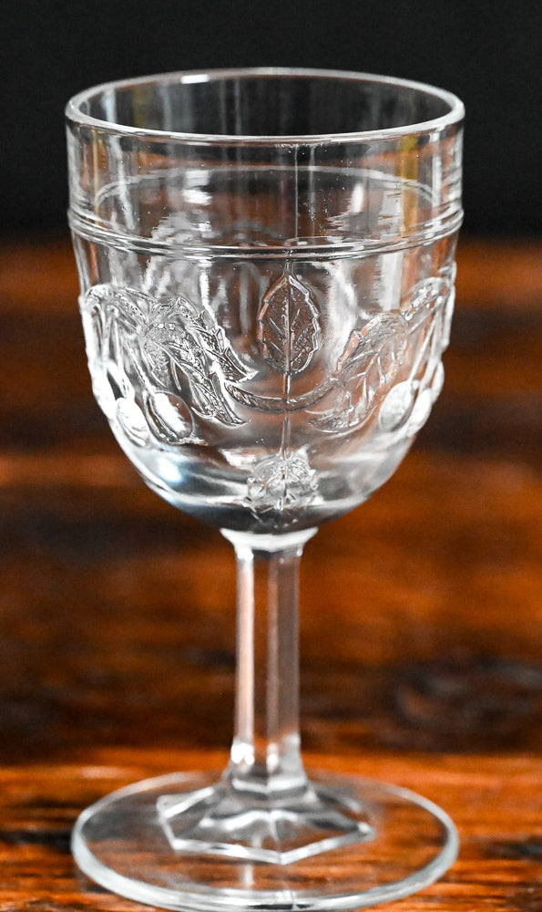 cherries and leaves clear cordial glasses