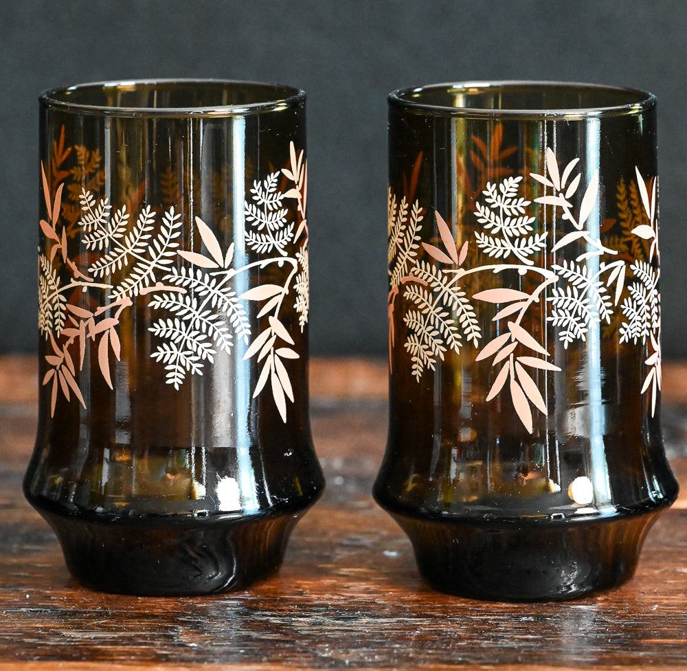 Libbey Impromptu brown fern tumblers