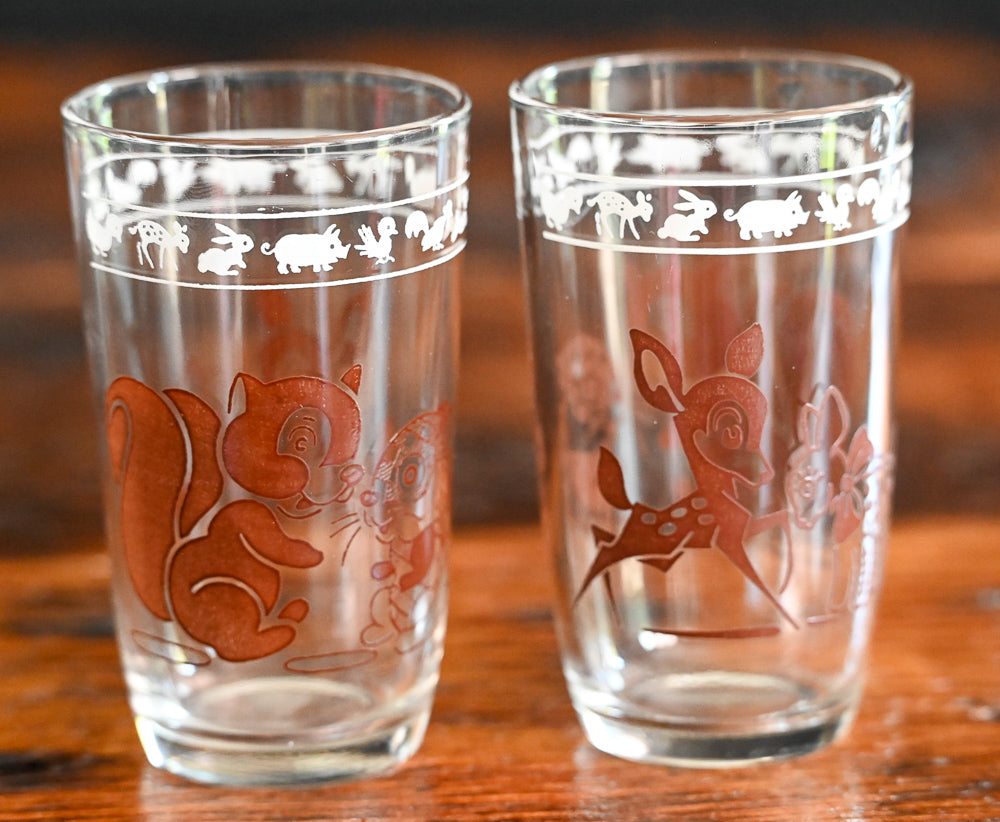 brown deer and squirrel print Swanky Swig glasses