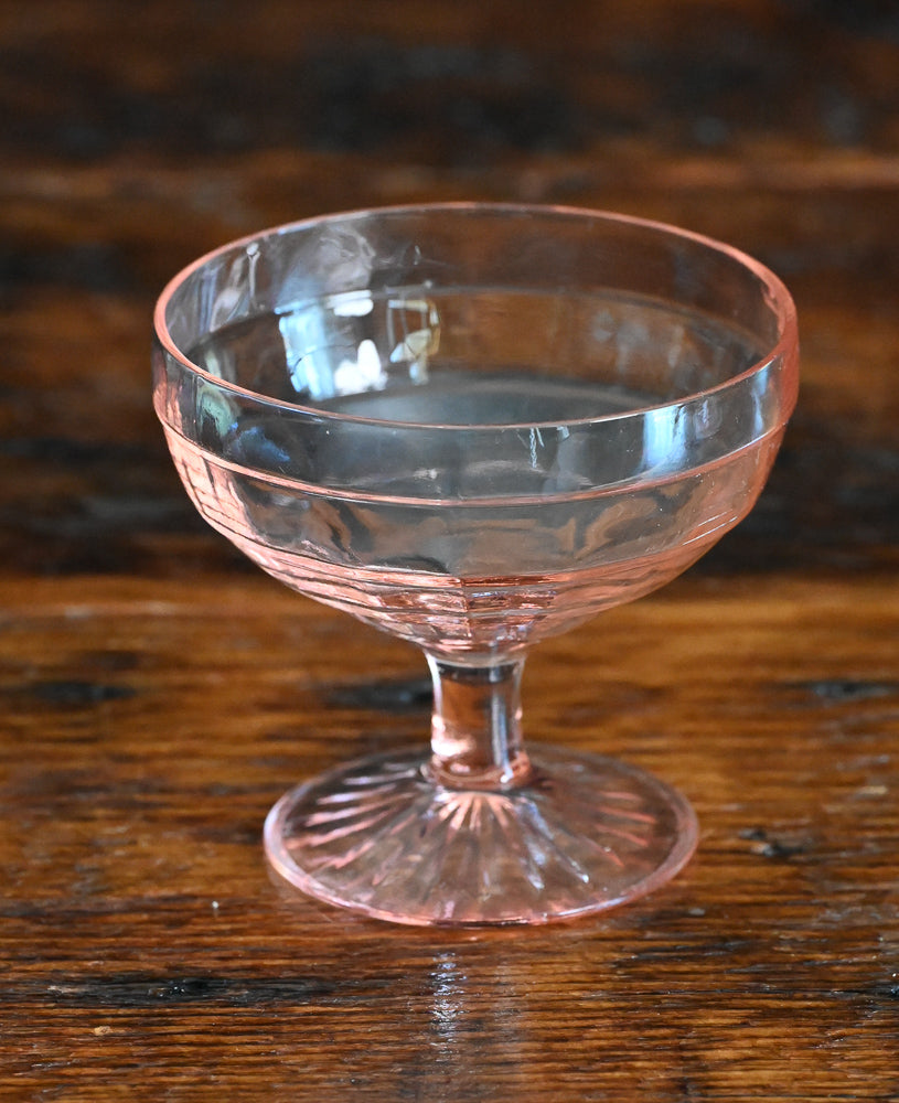 pink lines depression glass sherbet cups