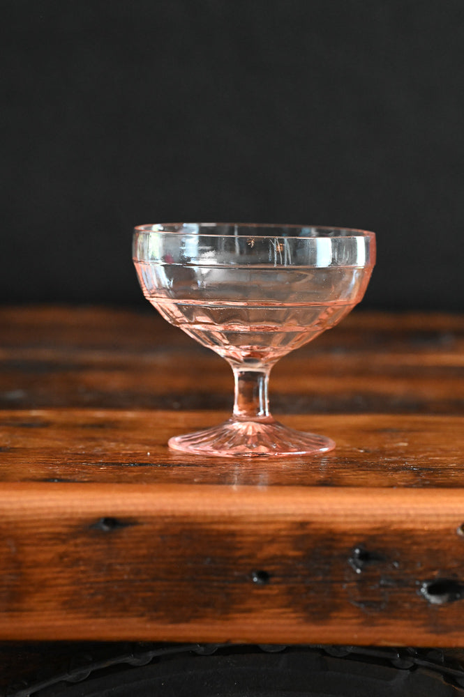 pink lines depression glass sherbet cups
