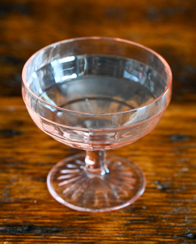 pink lines depression glass sherbet cups