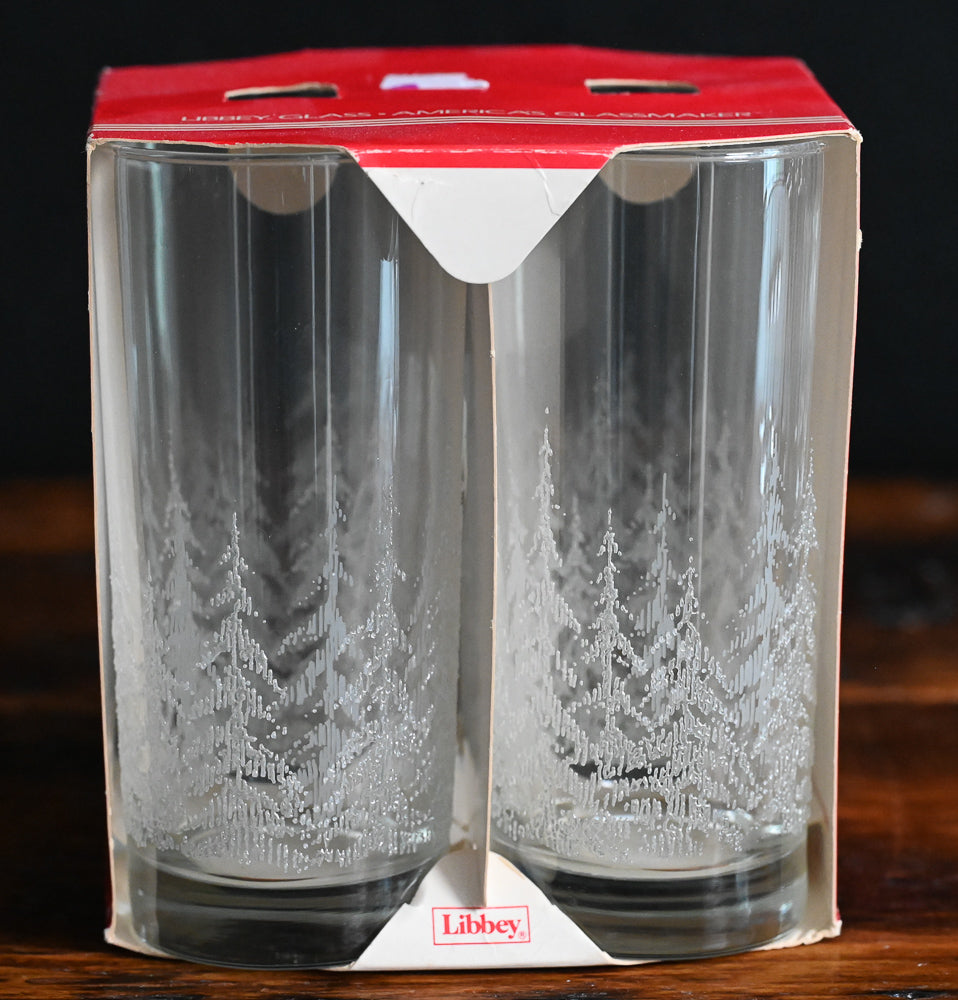 white frosty pines Libbey Cooler Glasses in original packaging
