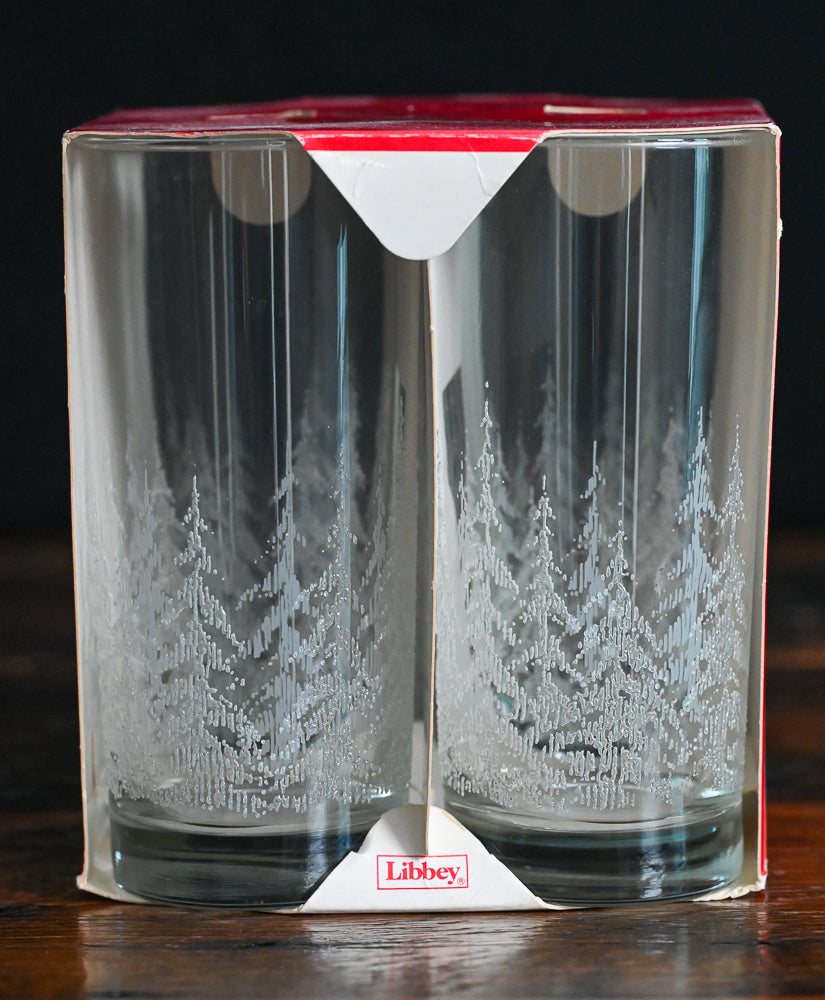 white frosty pines Libbey Cooler Glasses in original packaging