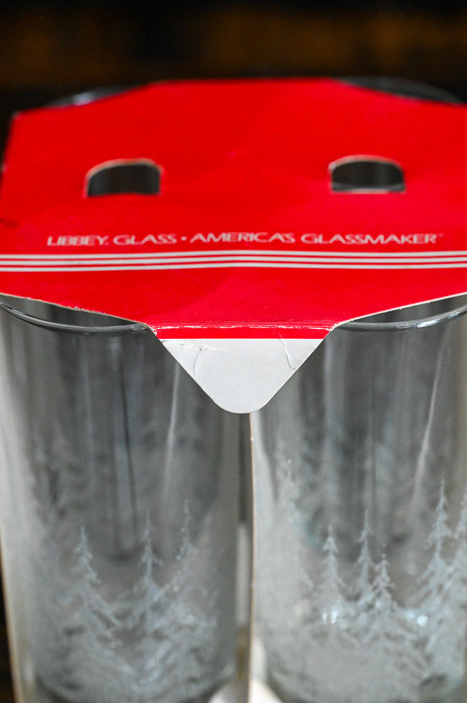 white frosty pines Libbey Cooler Glasses in original packaging
