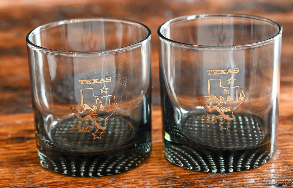 smoke grey rocks glass with gold texas
