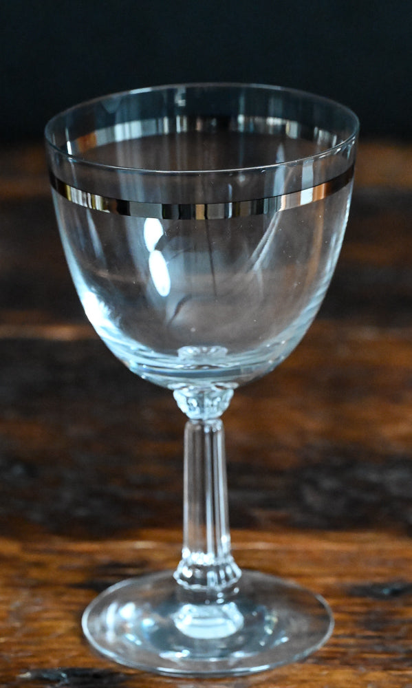 Reflection by Fostoria Water Goblets with silver band