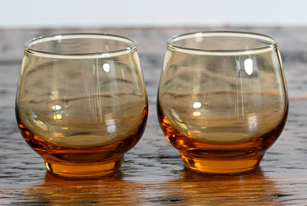 Libbey Tempo Amber roly poly glasses