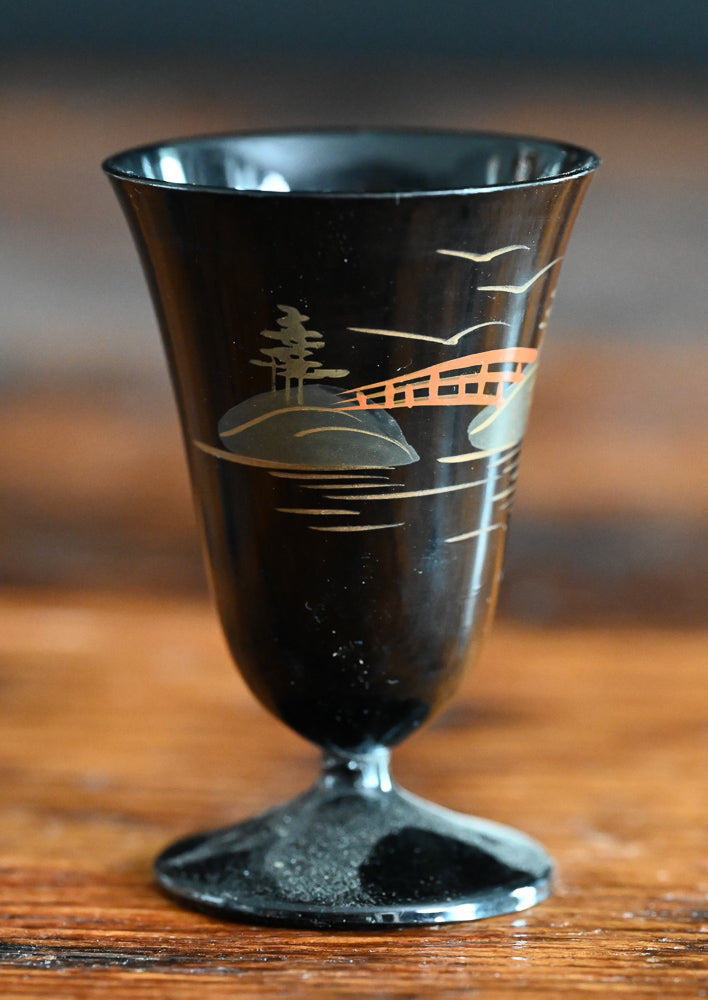 black lacquer Japanese sake cups
