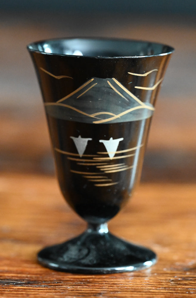 black lacquer Japanese sake cups