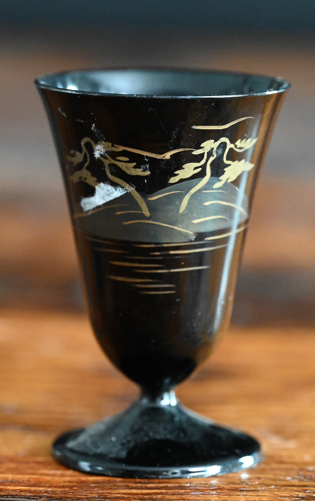 black lacquer Japanese sake cups