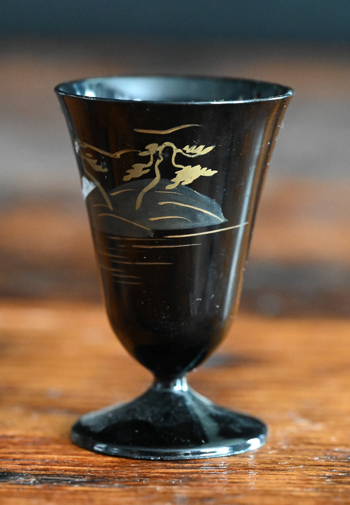 black lacquer Japanese sake cups
