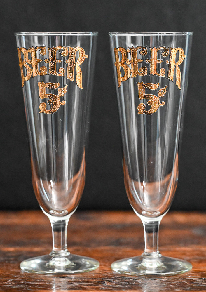Culver Gold Beer 5 cents pilsner glasses