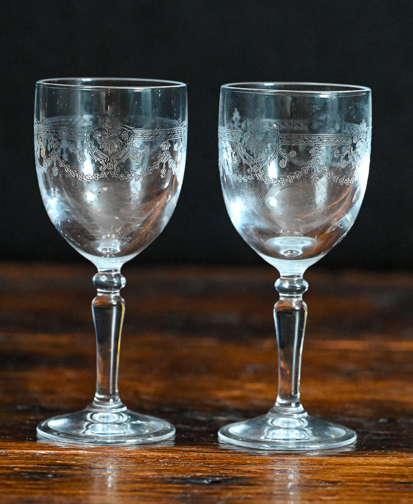 etched Cristal D'arques Dampierre cordial glasses