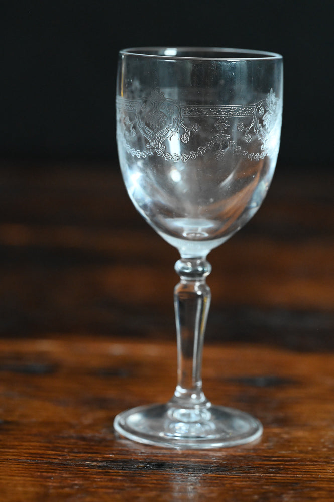 etched Cristal D'arques Dampierre cordial glasses