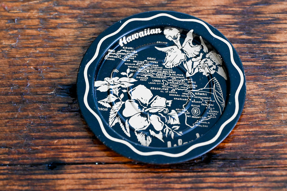 Hawaii gold and black metal coasters
