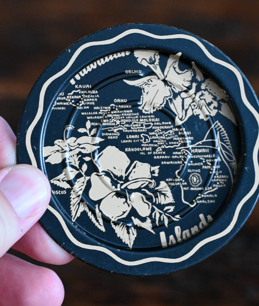 Hawaii gold and black metal coasters