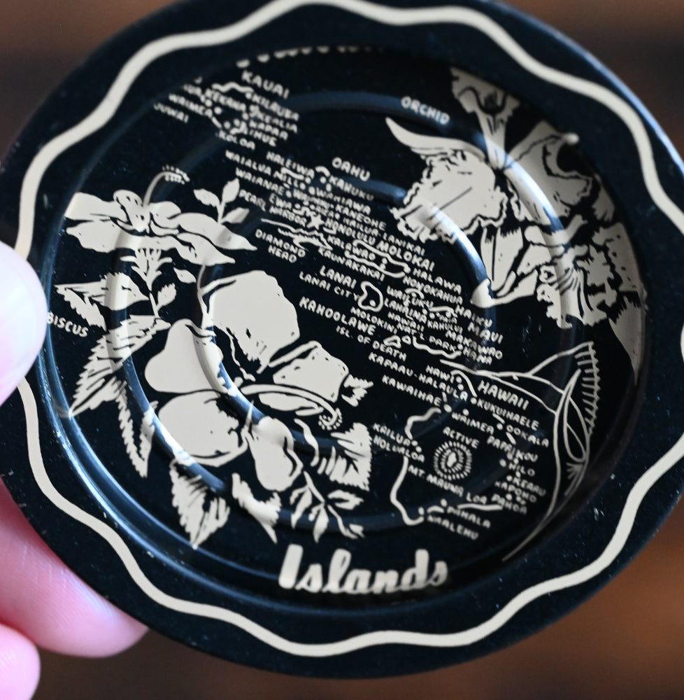 Hawaii gold and black metal coasters