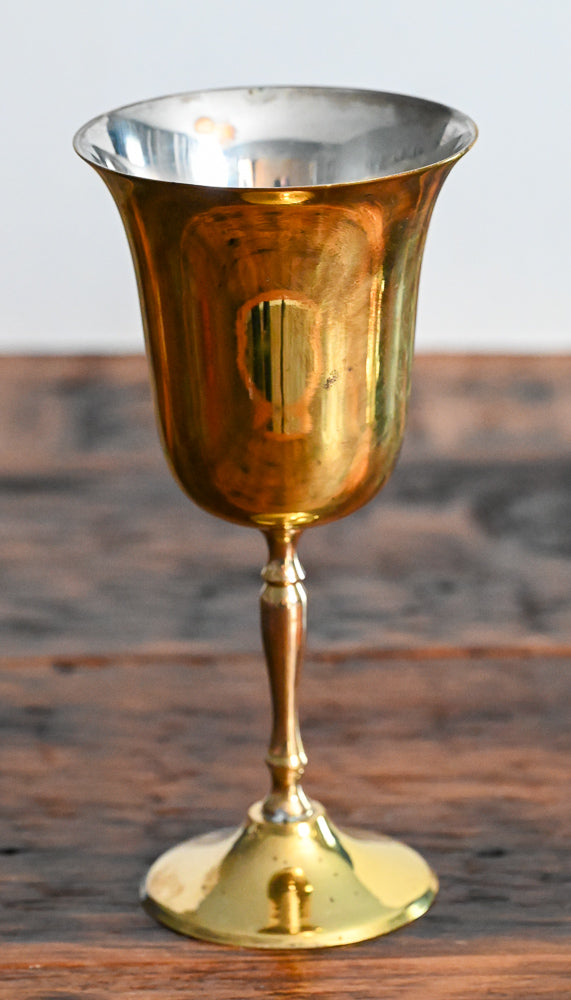Brass plated wine goblets