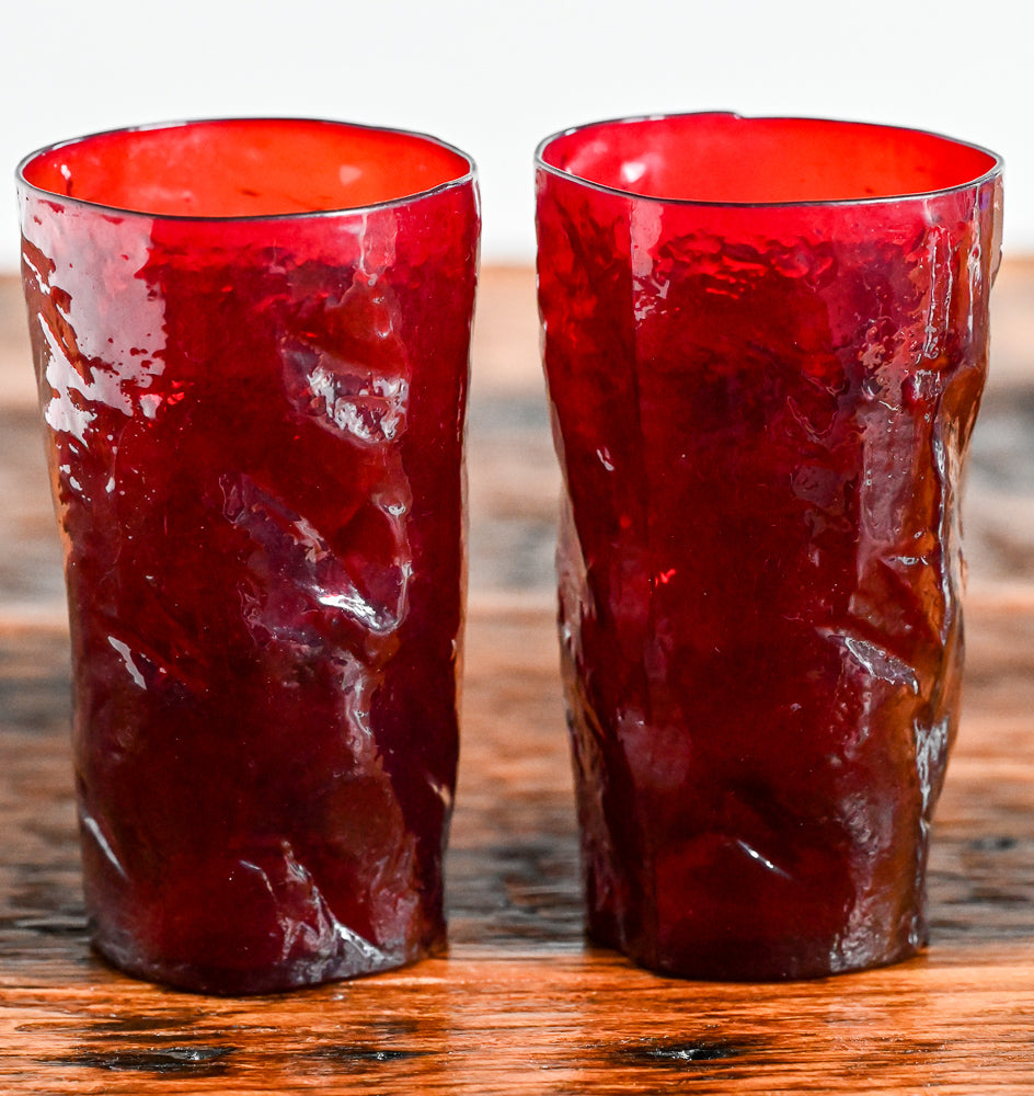 Morgantown Red crinkle tumblers