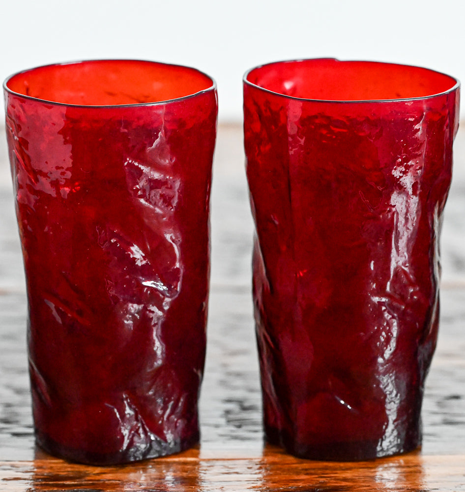 Morgantown Red crinkle tumblers