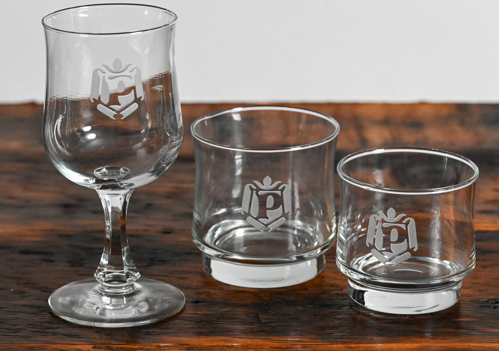 Glasses with engraved P
