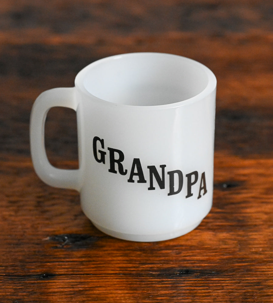 Glasbake white mug with Grandpa