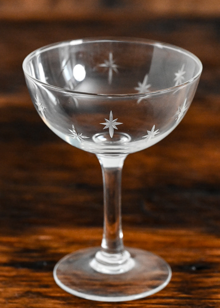 CG Quartzex stars etched cocktail coupe