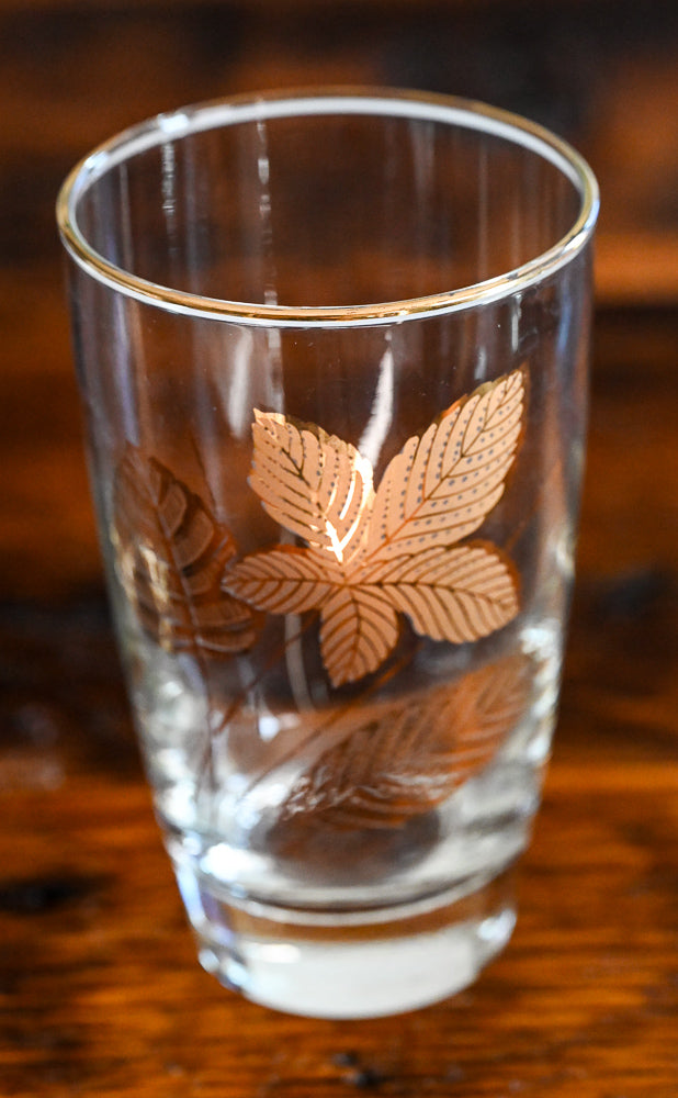 Libbey gold leaf print tumblers
