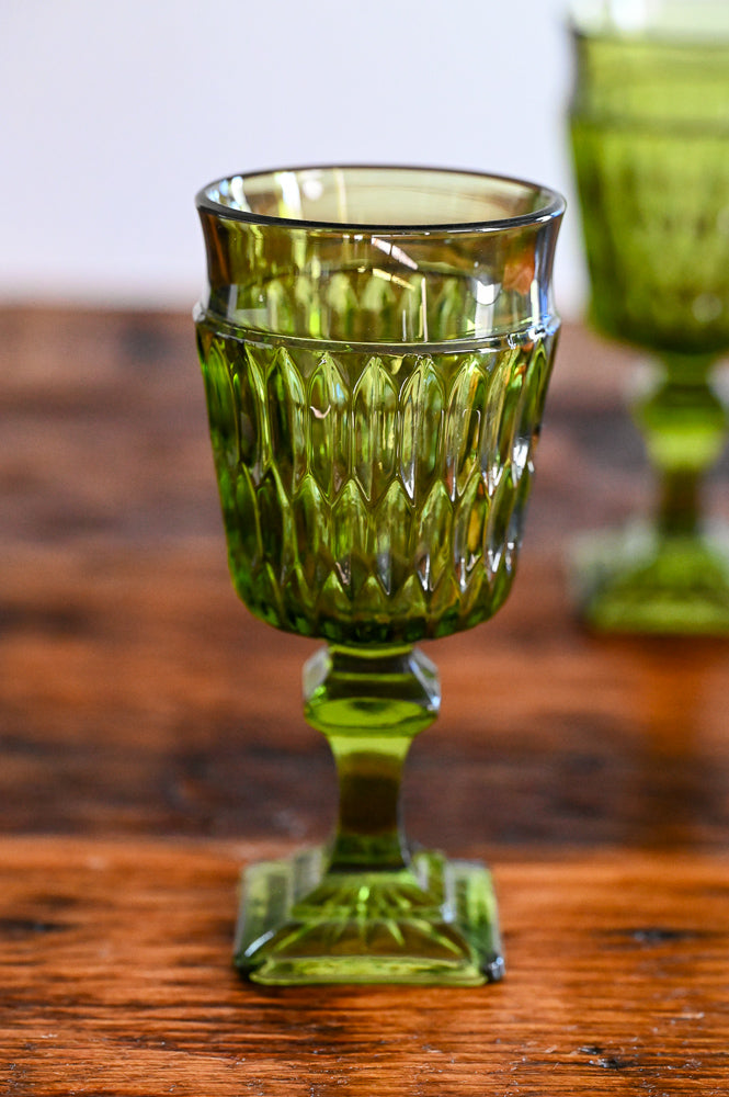 Indiana Glass green glass goblets