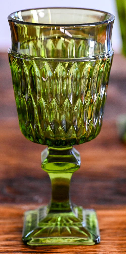 Indiana Glass green glass goblets