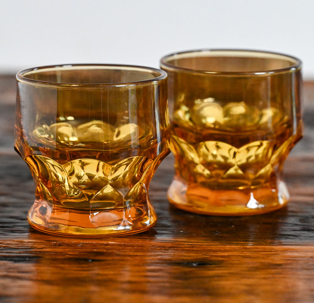 Anchor Hocking amber honeycomb tumblers