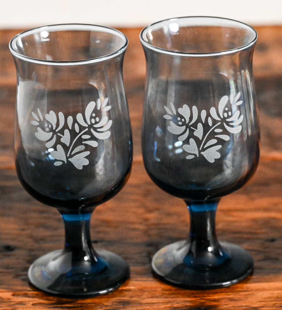 Pfaltzgraff smoke blue goblets