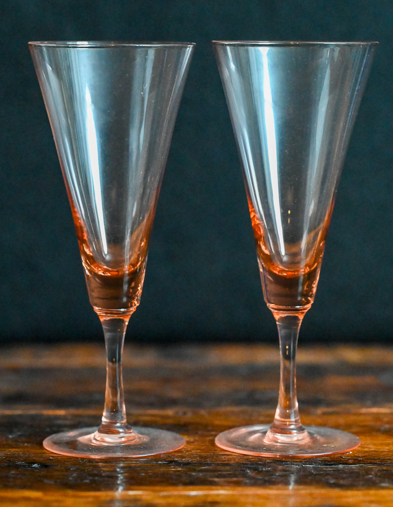 pink glass Japan Radio glass fluted glasses