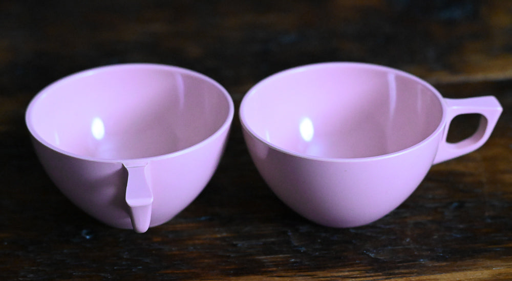 Sun-Valley pink melamine teacups