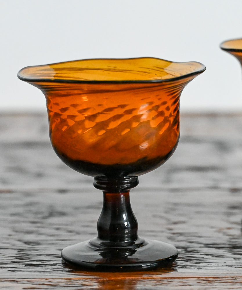 Amber glass handblown coupe glasses