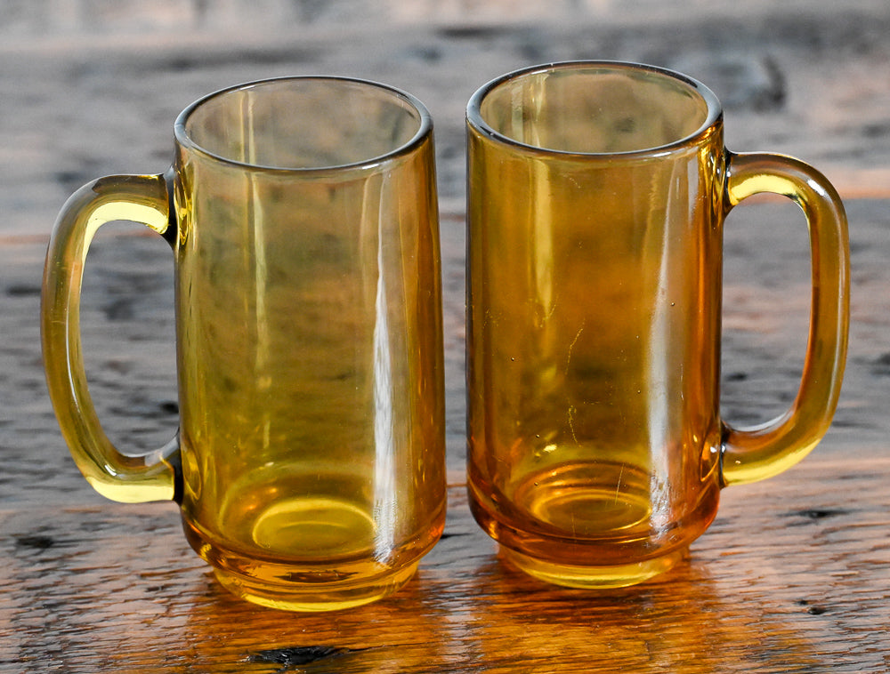 Hazel Atlas amber glass handled beer mug