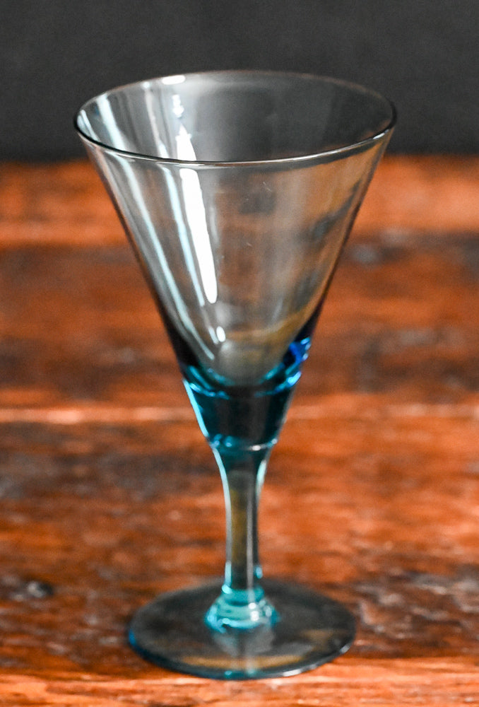 blue glass Radio glass cocktail coupe