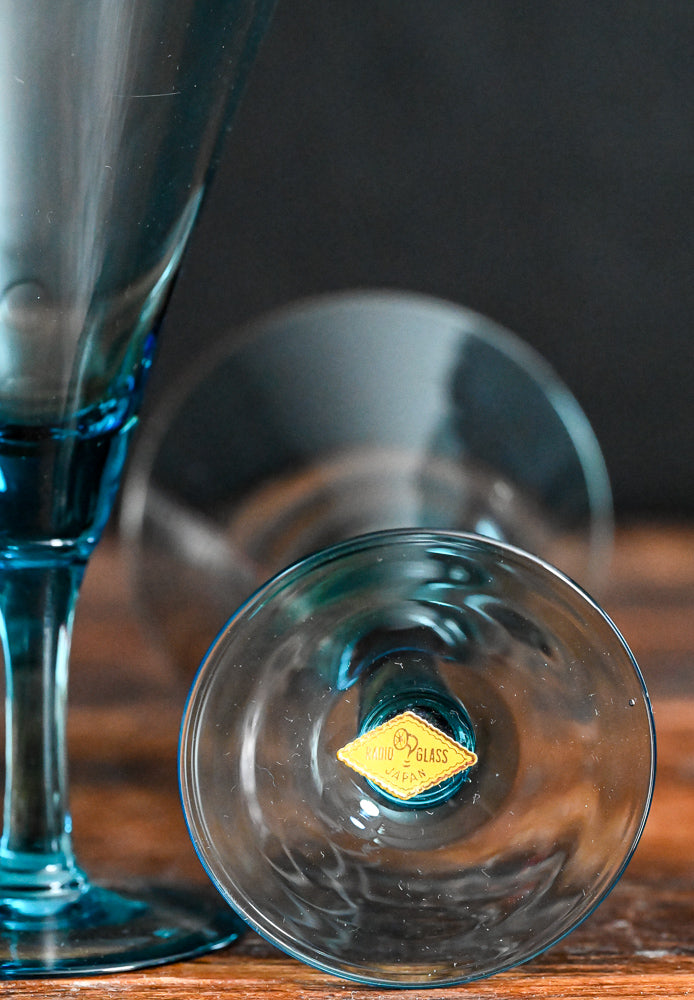 blue glass Radio glass cocktail coupe