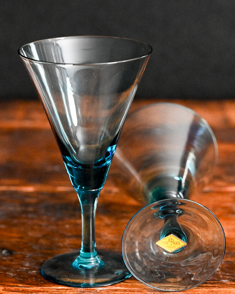 blue glass Radio glass cocktail coupe