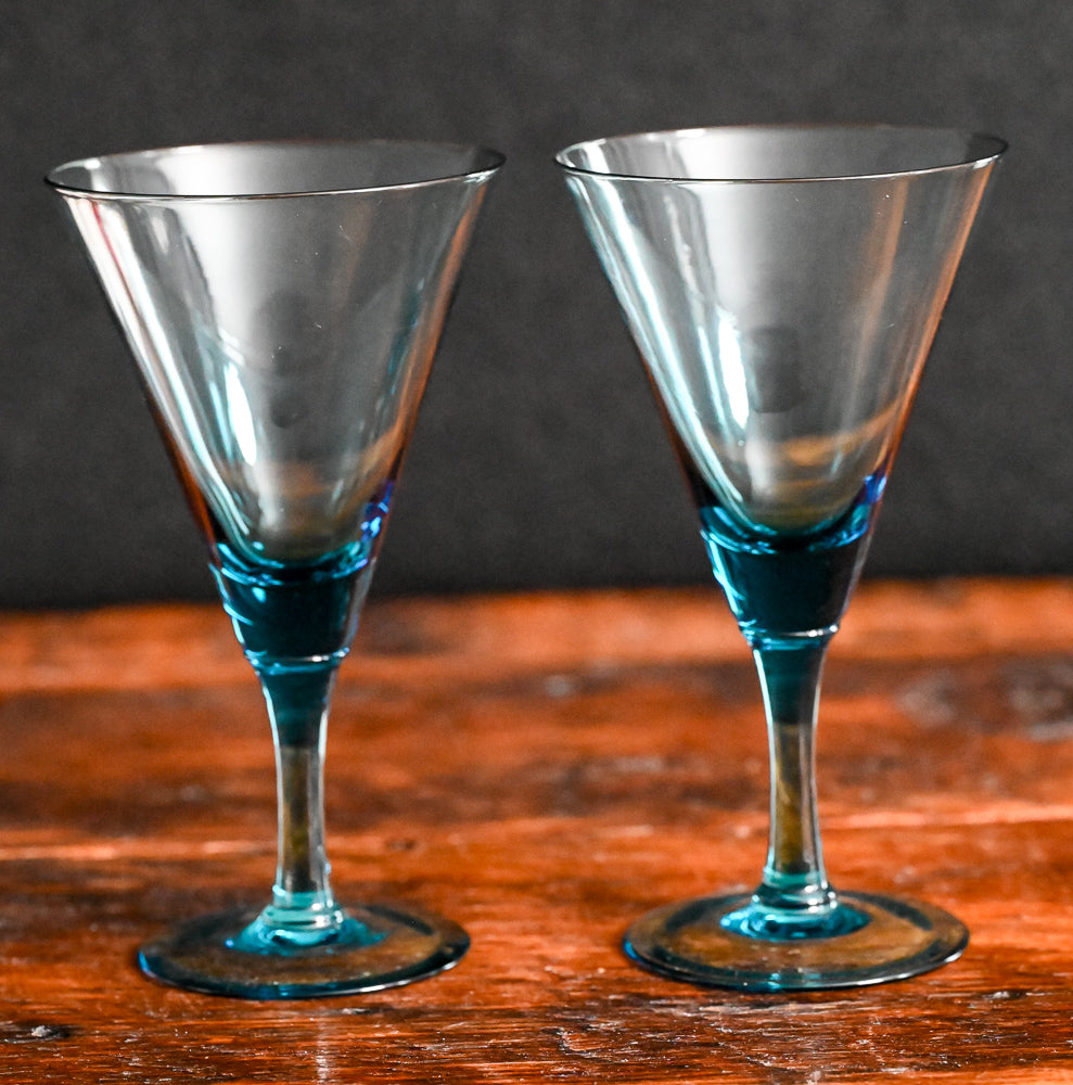 blue glass Radio glass cocktail coupe