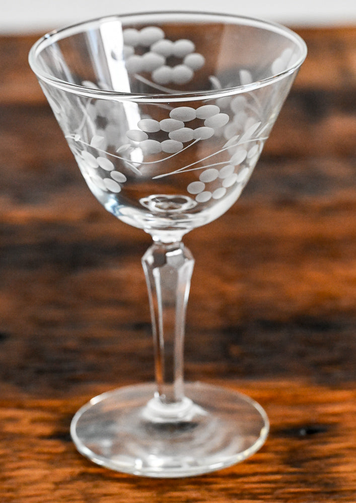 flower cut glass coupe