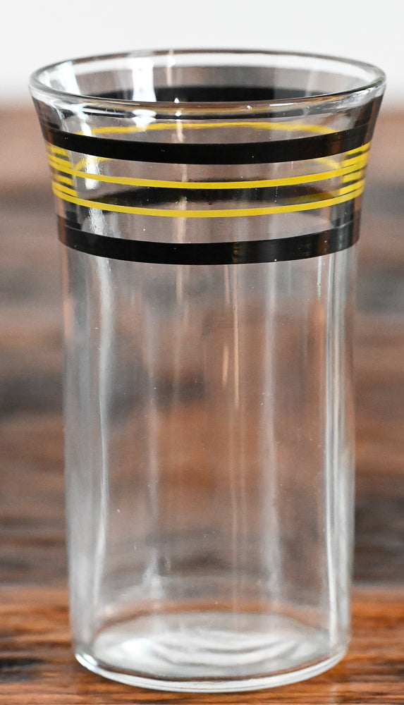 black and yellow stripe juice glass