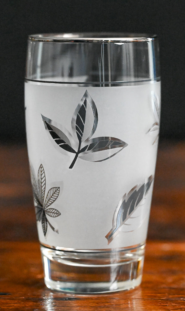 Libbey silver leaf foliage frosted tumblers