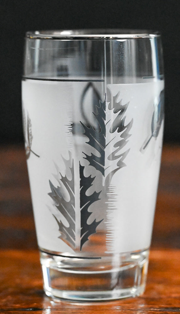 Libbey silver leaf foliage frosted tumblers