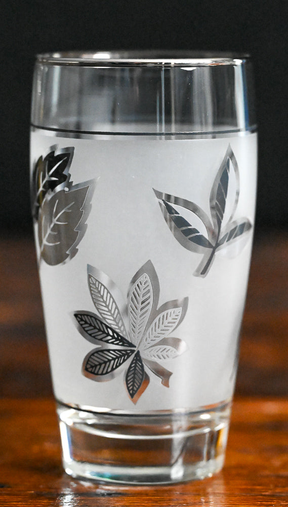 Libbey silver leaf foliage frosted tumblers