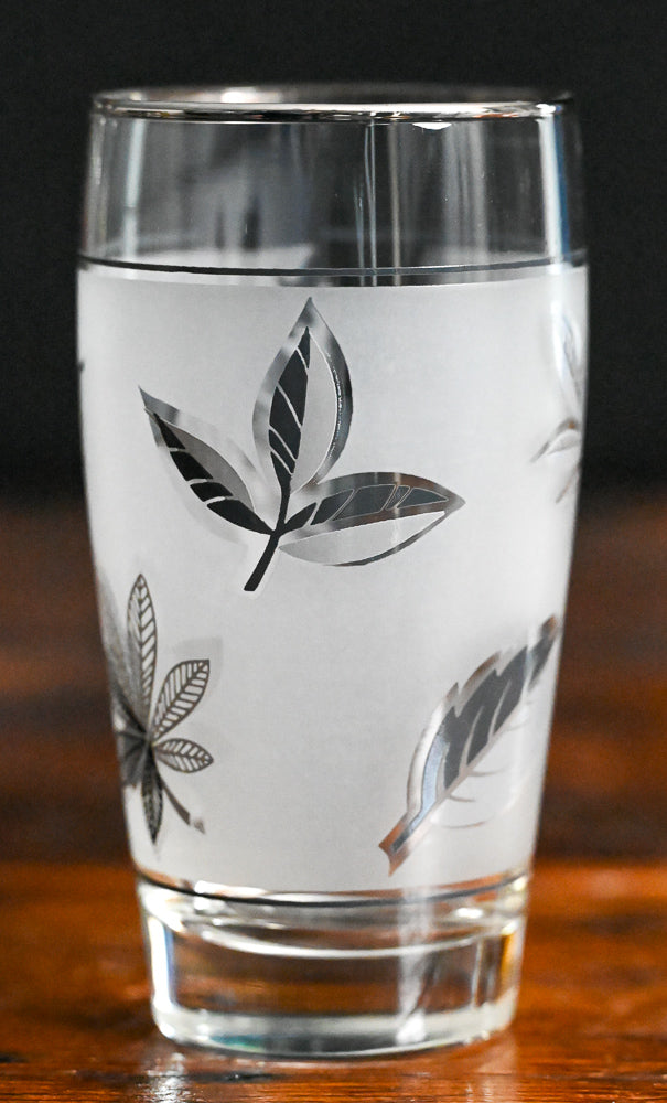 Libbey silver leaf foliage frosted tumblers