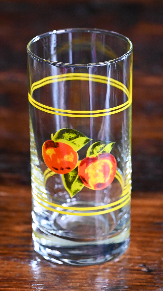 At Home America vintage peach print tumblers with yellow band
