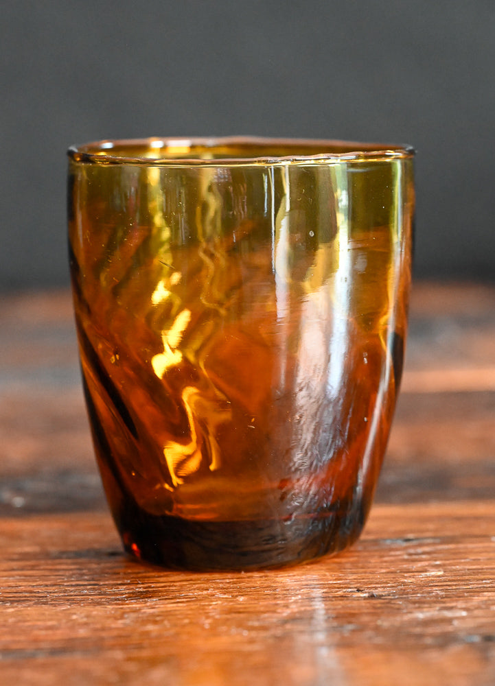 amber swirl lowball glasses